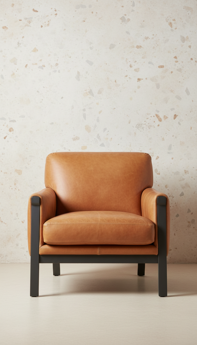 Leather Armchair With Curved Silhouette